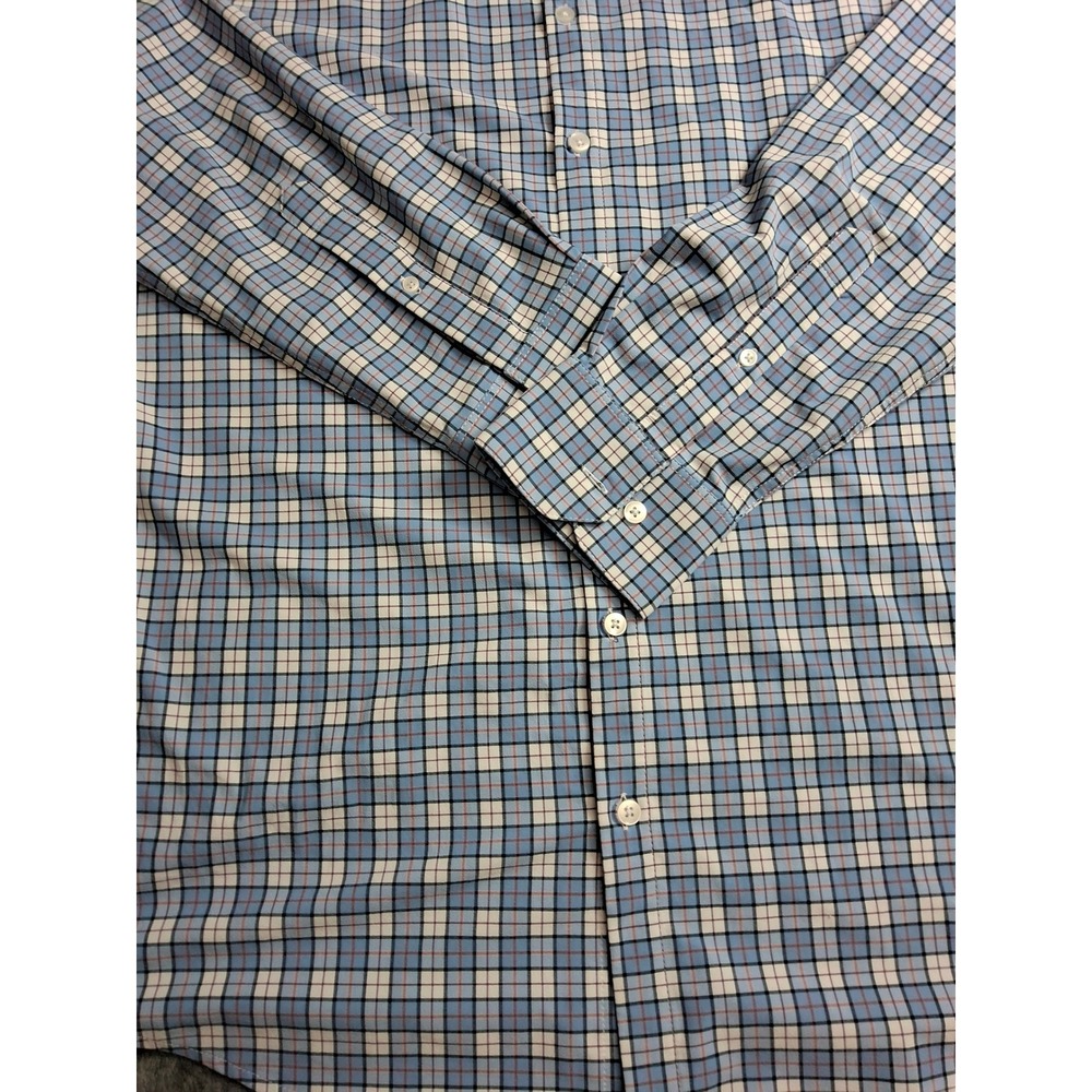 Mizzen+Main Lightweight Leeward Dress Shirt Mens XL Trim Blue Plaid Performance - Picture 2 of 11